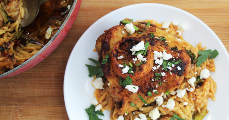 Chicken Thighs with Lemon Orzo Pasta