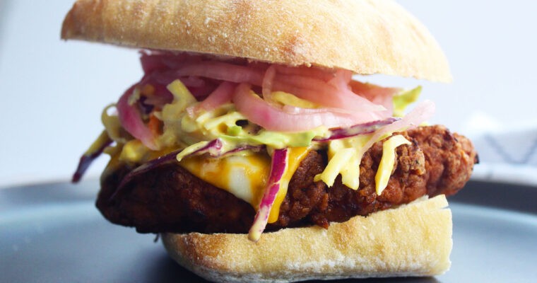 Fried Chicken Sandwich with Honey Mustard Slaw