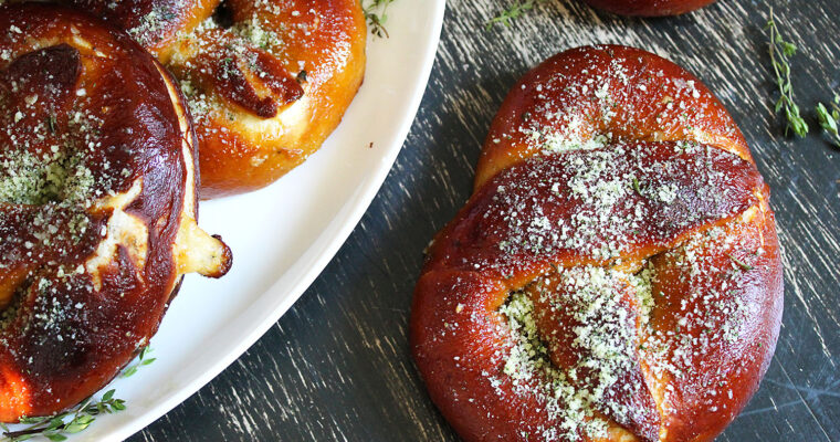 Cheese Stuffed Herb Parmesan Pretzels