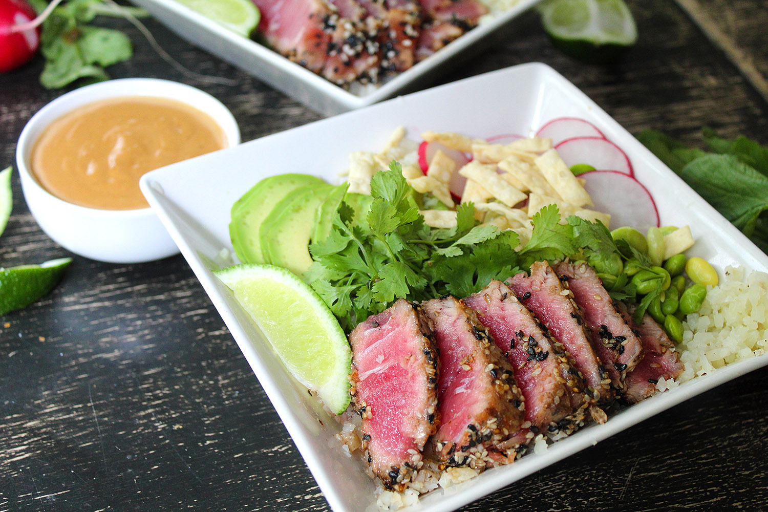 Sesame Crusted Seared Ahi Tuna Bowls The Mixed Menu
