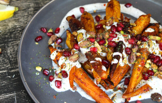 Harissa Honey Carrots with Tahini Yogurt Sauce