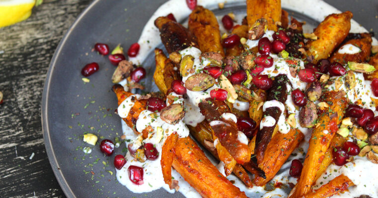 Harissa Honey Carrots with Tahini Yogurt Sauce