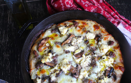 Cast Iron Sausage Mushroom Pizza