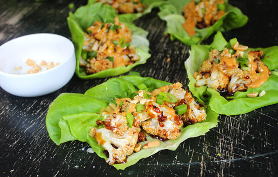 Sticky Cauliflower Lettuce Wraps