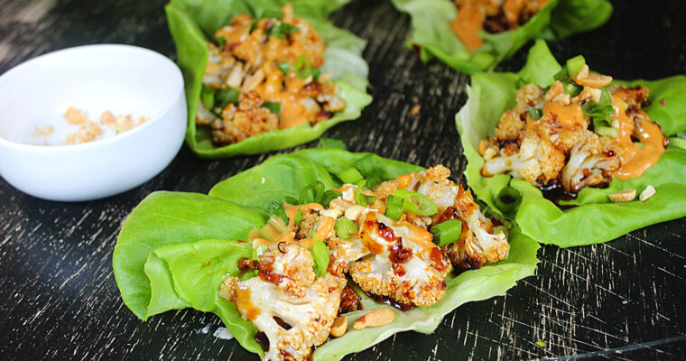 Sticky Cauliflower Lettuce Wraps